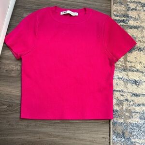 Zara Women's Vibrant Pink Short Sleeve Tee